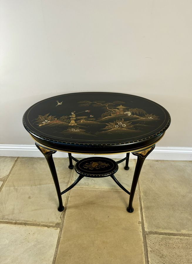 Quality antique Edwardian chinoiserie decorated lamp table