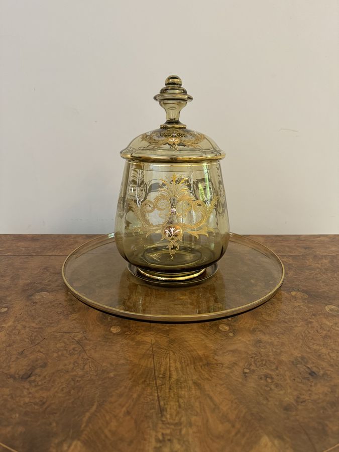 Antique Outstanding quality antique bohemian glass punch bowl set 