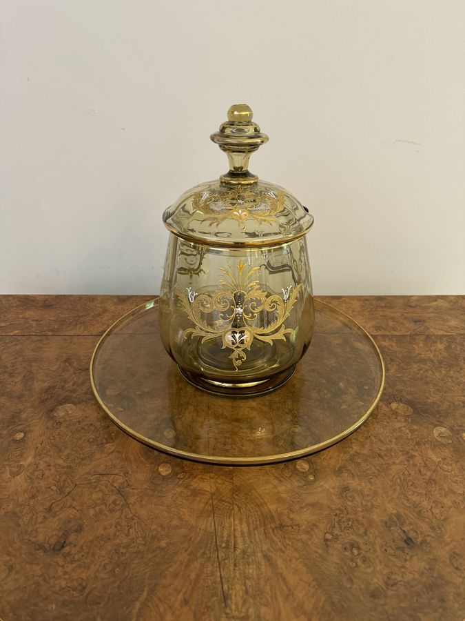 Antique Outstanding quality antique bohemian glass punch bowl set 