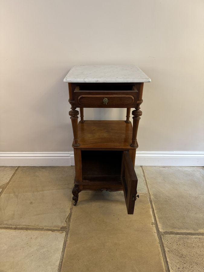 Antique Antique Victorian quality mahogany marble top bedside cabinet 