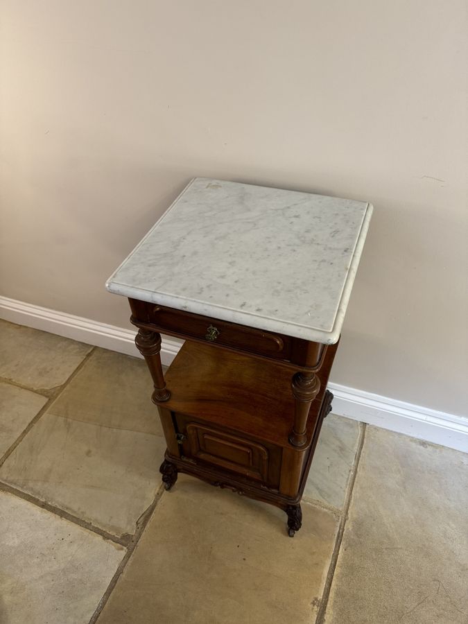 Antique Antique Victorian quality mahogany marble top bedside cabinet 