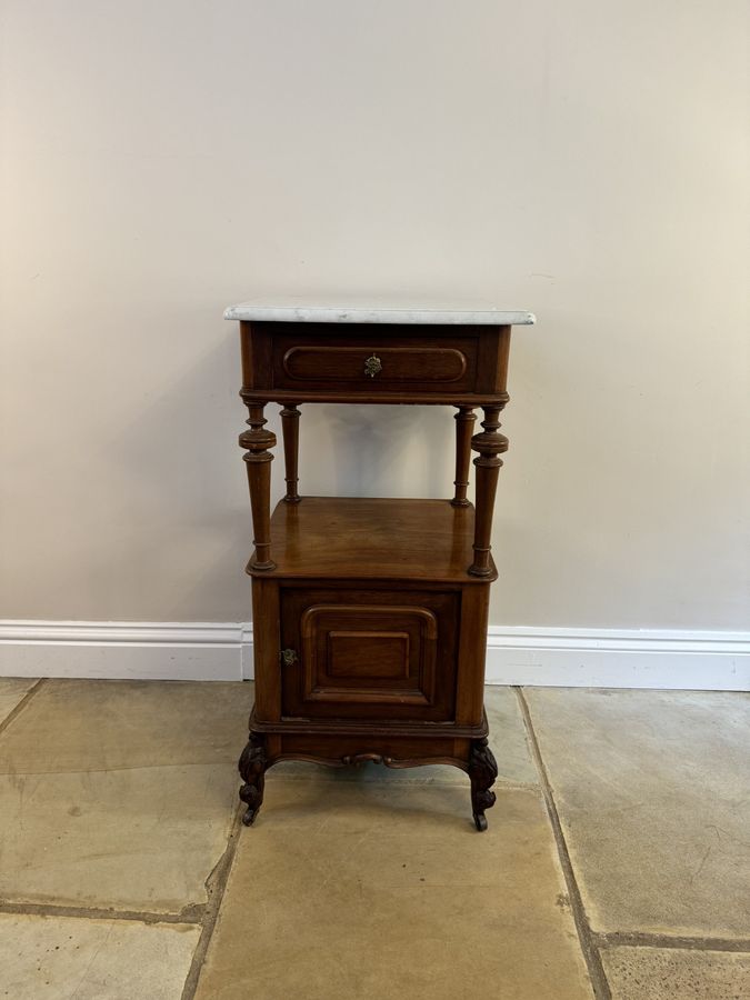 Antique Antique Victorian quality mahogany marble top bedside cabinet 