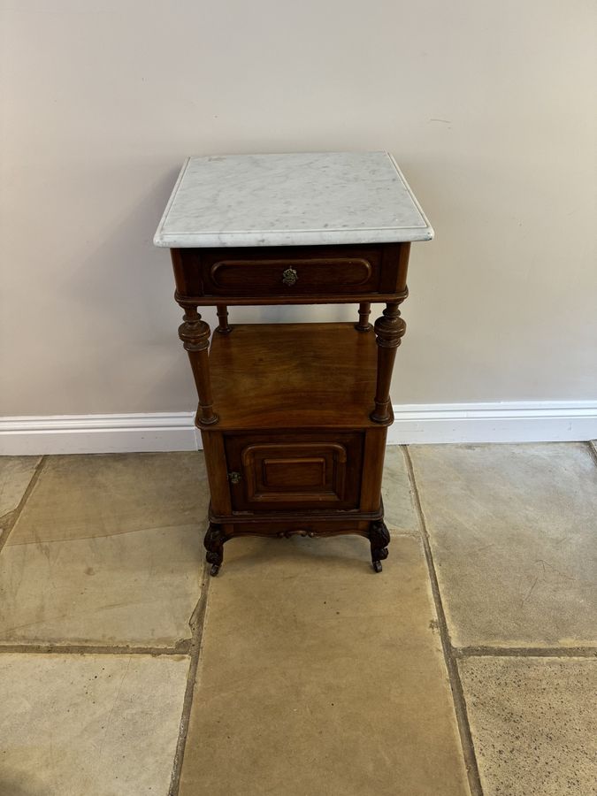 Antique Antique Victorian quality mahogany marble top bedside cabinet 