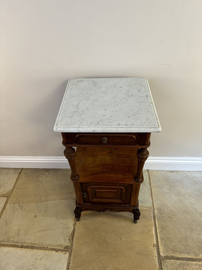 Antique Antique Victorian quality mahogany marble top bedside cabinet 