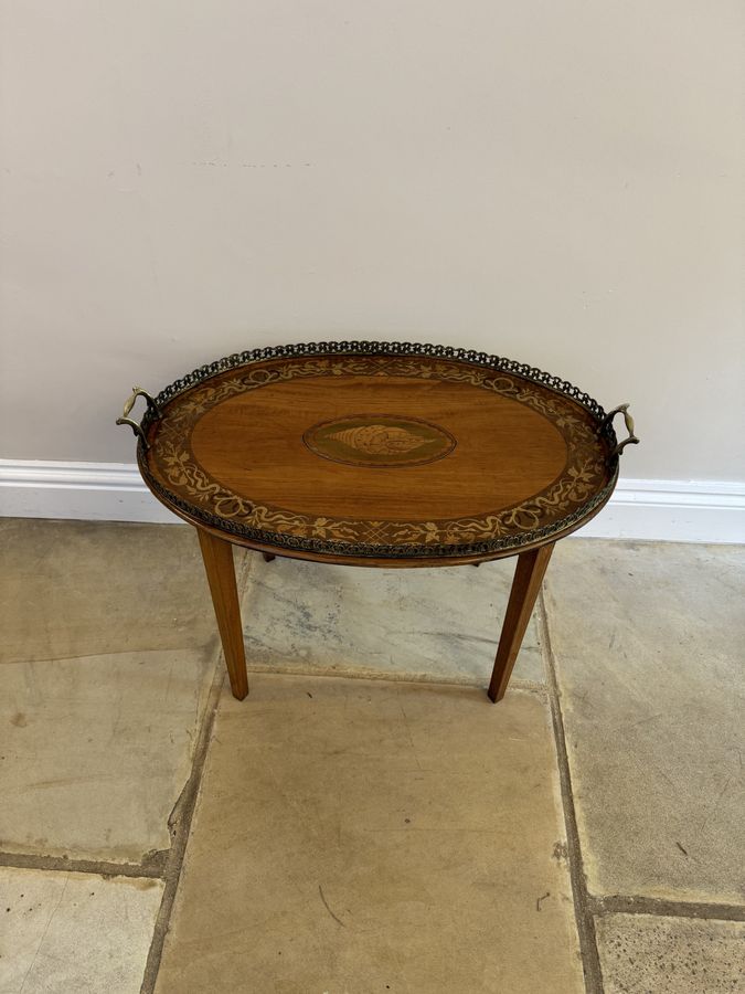 Antique Wonderful quality antique Victorian mahogany inlaid tray table 