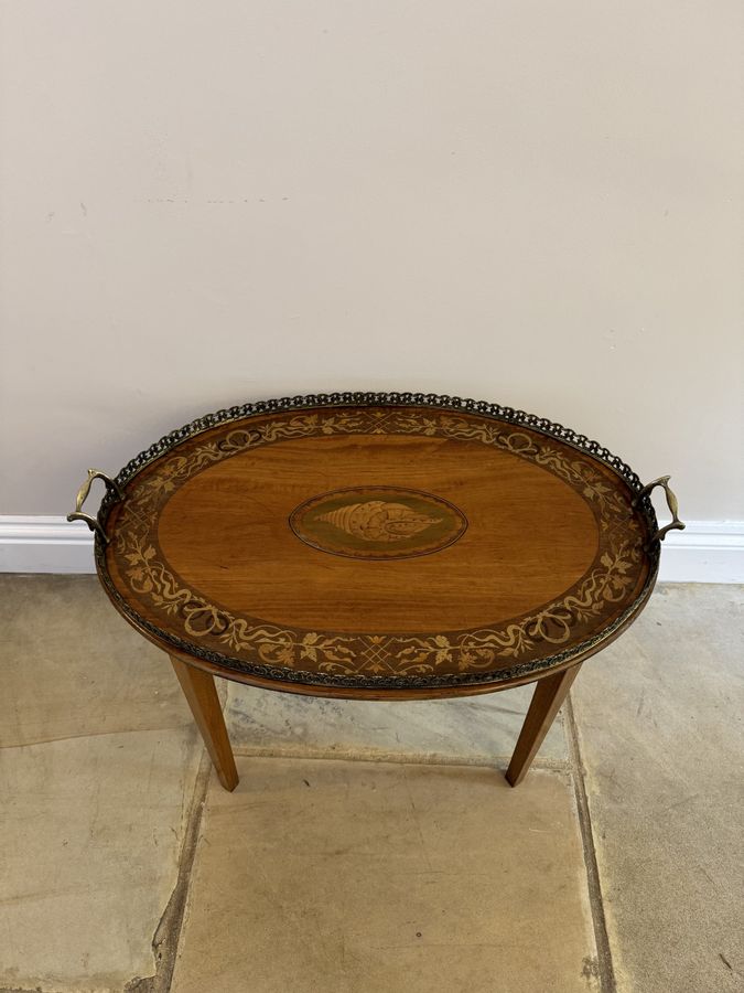 Antique Wonderful quality antique Victorian mahogany inlaid tray table 