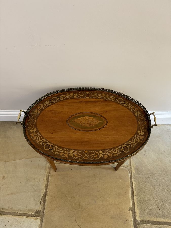 Antique Wonderful quality antique Victorian mahogany inlaid tray table 