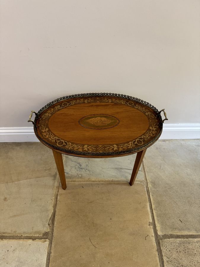 Antique Wonderful quality antique Victorian mahogany inlaid tray table 