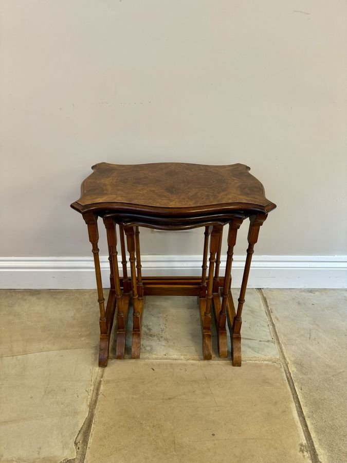 Antique Fantastic quality antique burr walnut nest of three tables