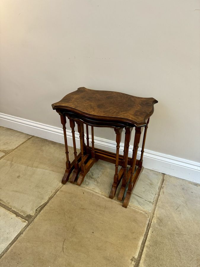 Antique Fantastic quality antique burr walnut nest of three tables