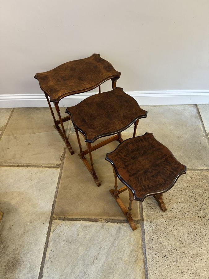 Antique Fantastic quality antique burr walnut nest of three tables