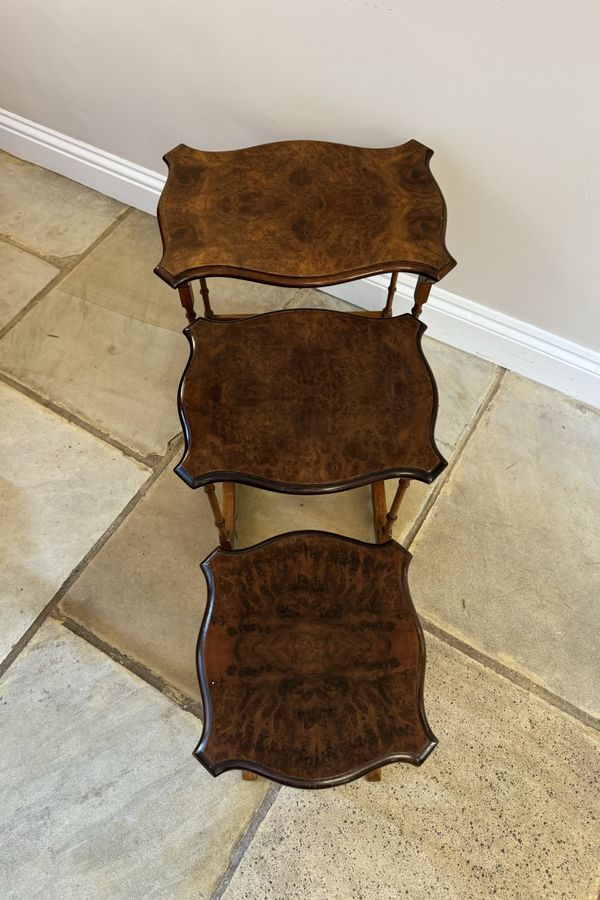 Antique Fantastic quality antique burr walnut nest of three tables