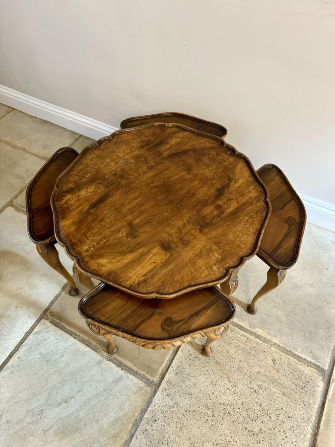 Antique Antique quality burr walnut nest of five tables 