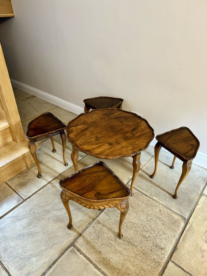 Antique Antique quality burr walnut nest of five tables 