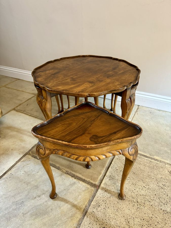 Antique Antique quality burr walnut nest of five tables 