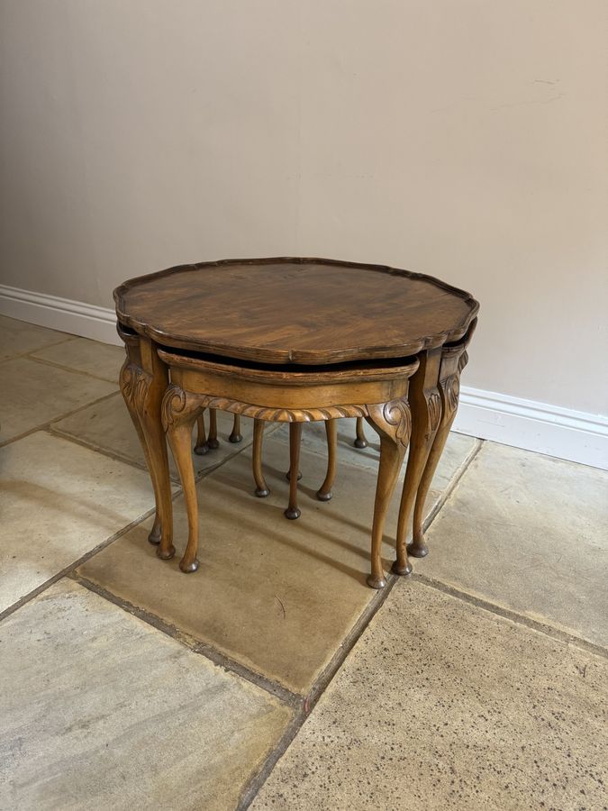 Antique Antique quality burr walnut nest of five tables 