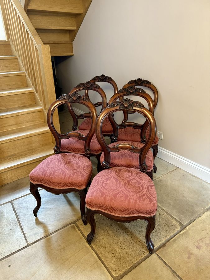 Antique Set of six antique Victorian quality carved mahogany dining chairs 