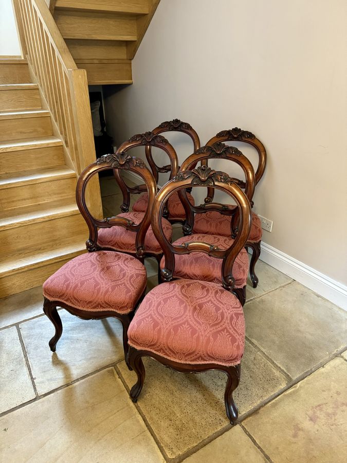 Antique Set of six antique Victorian quality carved mahogany dining chairs 