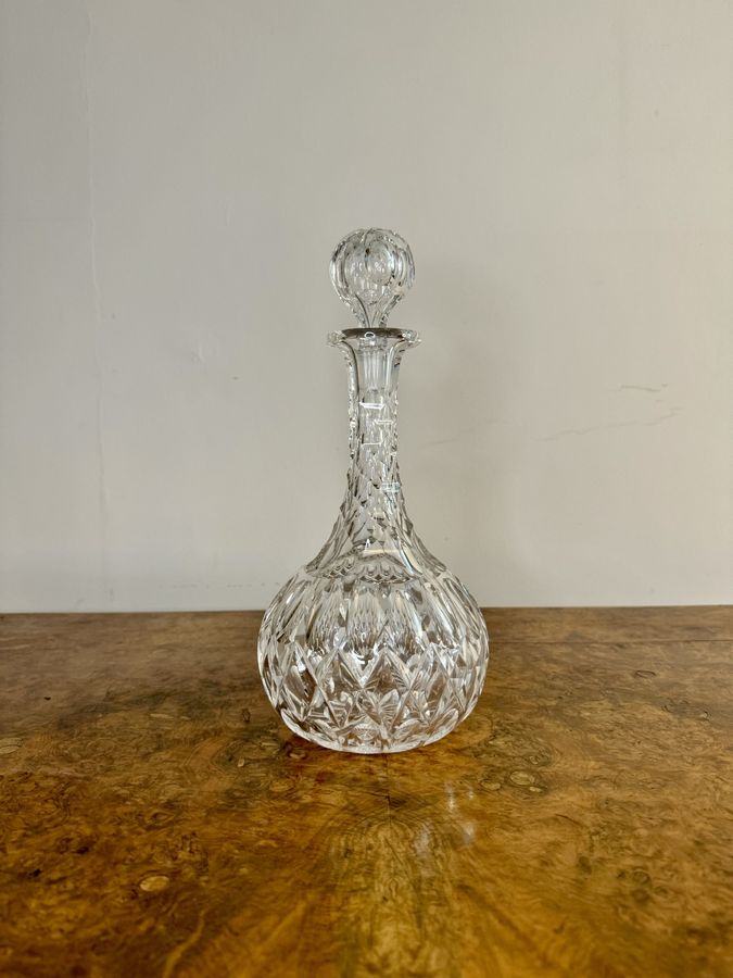 Wonderful quality antique Edwardian cut glass decanter
