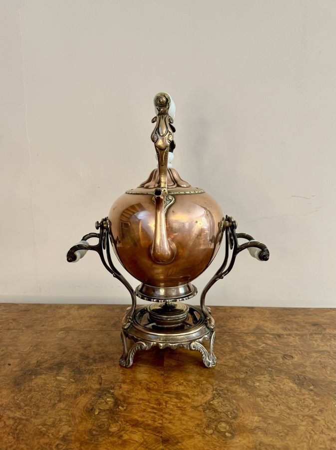 Antique Victorian quality Dutch copper spirit kettle