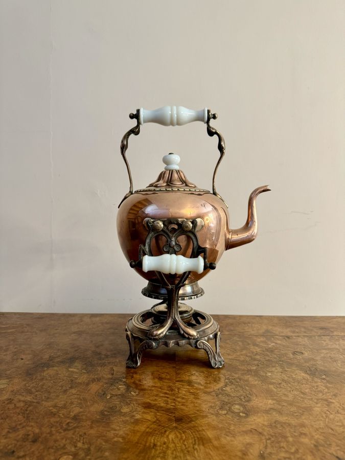 Antique Antique Victorian quality Dutch copper spirit kettle 