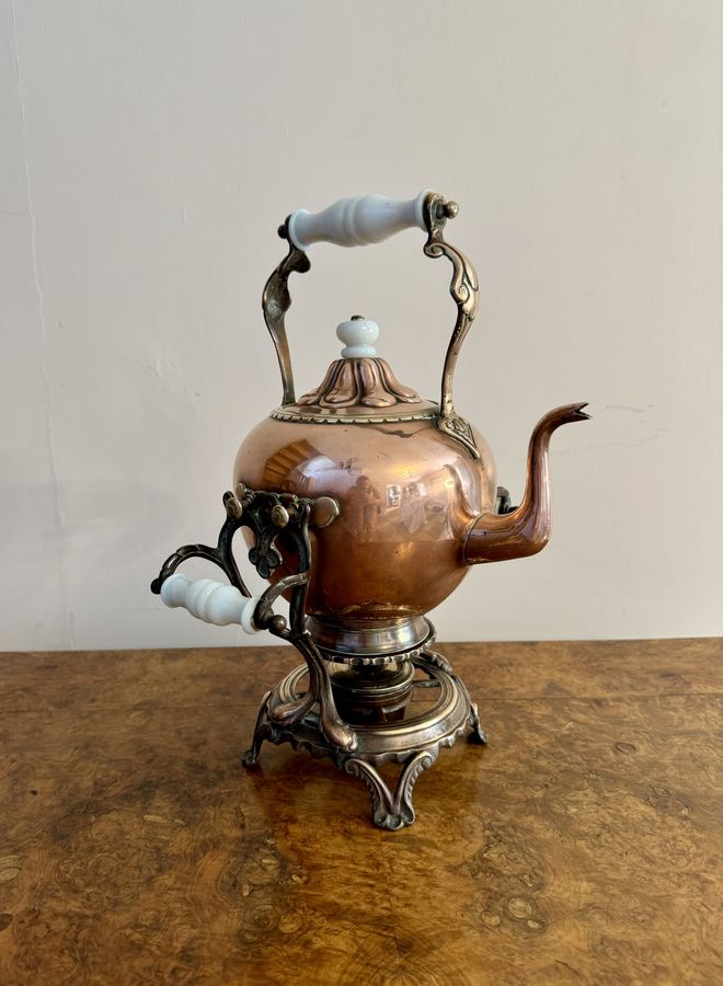 Antique Antique Victorian quality Dutch copper spirit kettle 