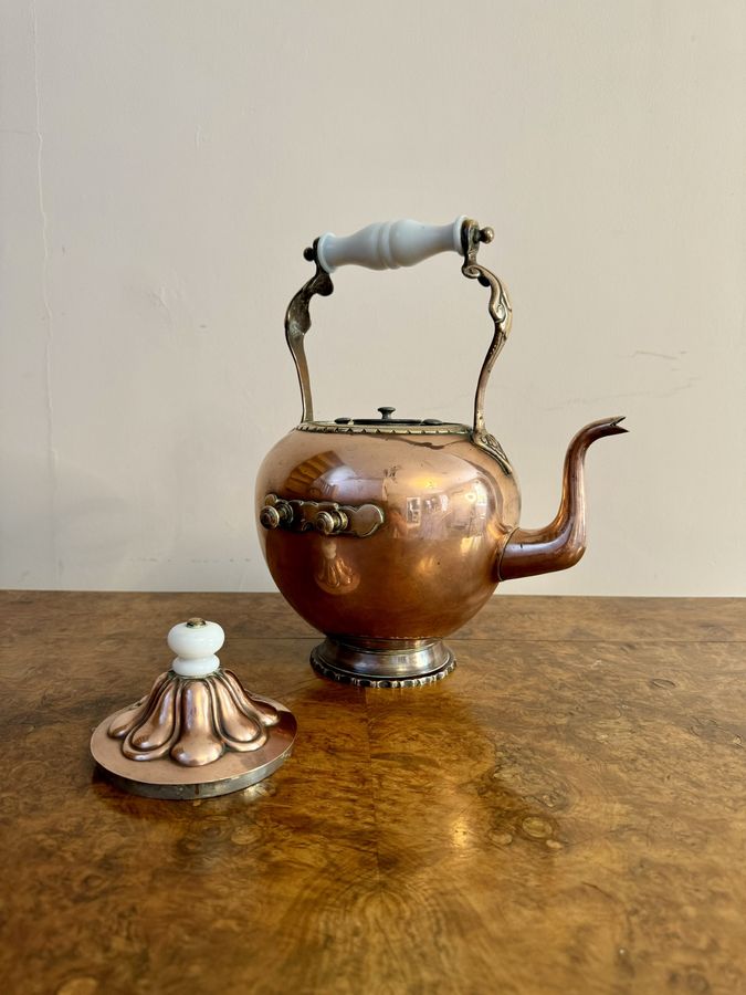 Antique Antique Victorian quality Dutch copper spirit kettle 