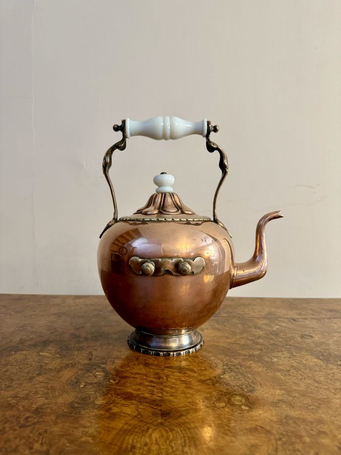 Antique Antique Victorian quality Dutch copper spirit kettle 