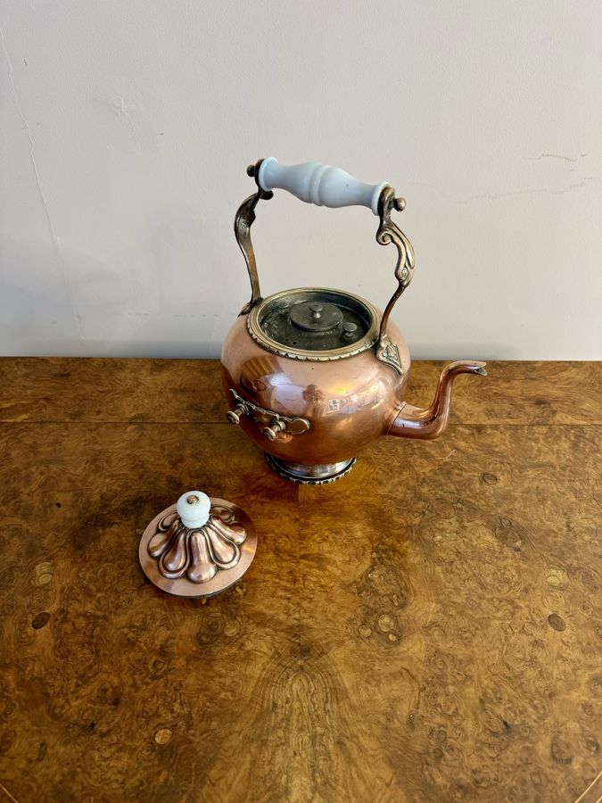 Antique Antique Victorian quality Dutch copper spirit kettle 