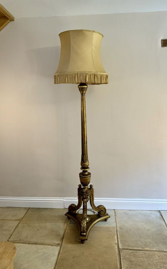 Outstanding quality antique Victorian French carved gilded standard lamp