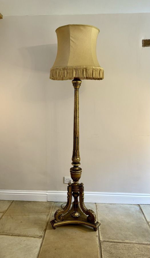 Antique Outstanding quality antique Victorian French carved gilded standard lamp 