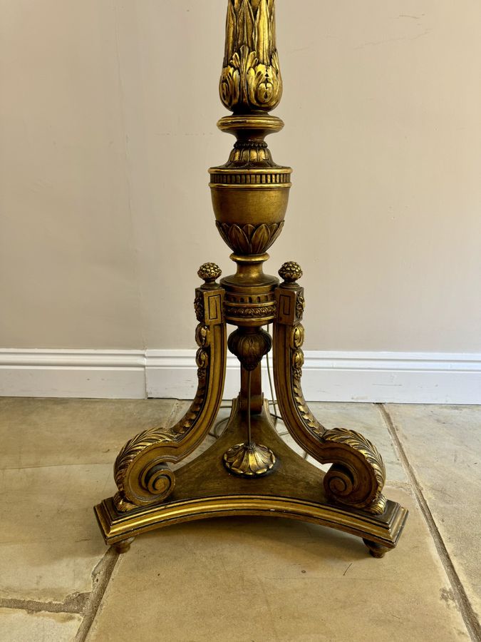 Antique Outstanding quality antique Victorian French carved gilded standard lamp 