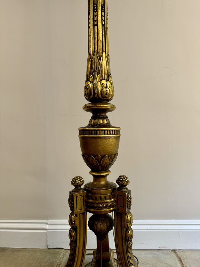 Antique Outstanding quality antique Victorian French carved gilded standard lamp 