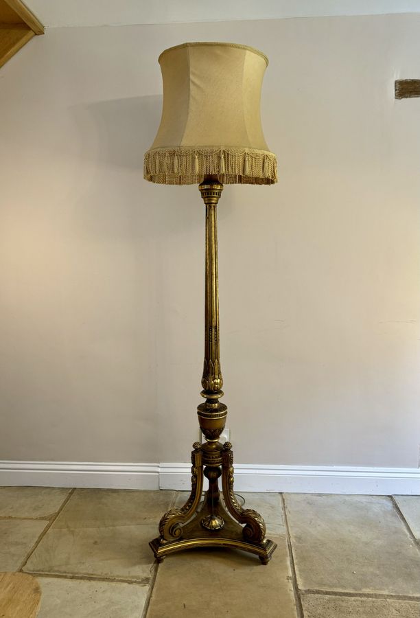 Antique Outstanding quality antique Victorian French carved gilded standard lamp 