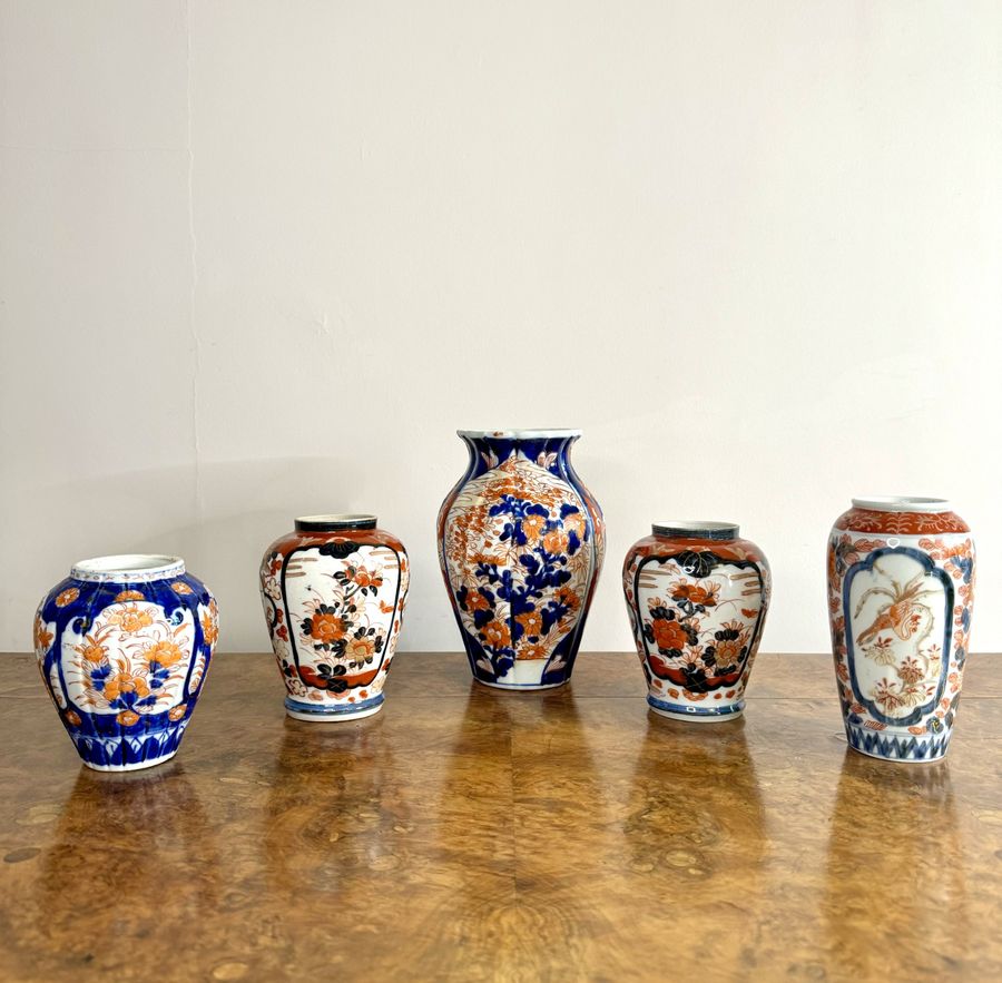 Antique Fantastic collection of five antique Japanese imari vases 