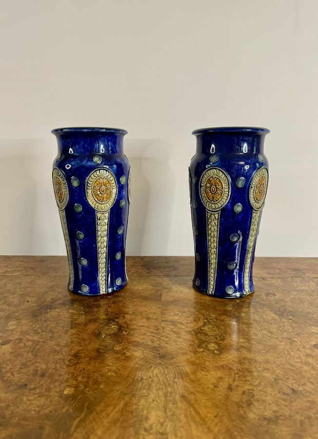 Antique Quality pair of large antique Royal Doulton vases by Ethel Beard 