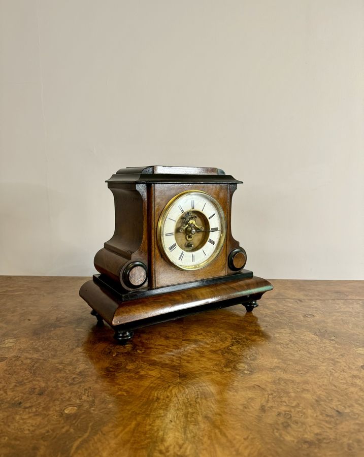 Antique Stunning antique Victorian quality burr walnut mantle clock 