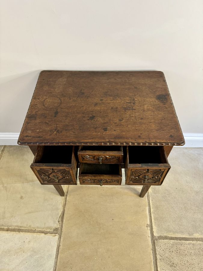 Antique Antique Victorian quality carved oak side table 