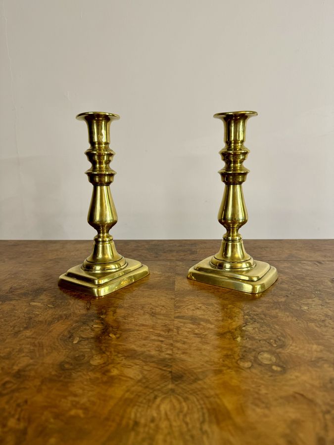 Antique Small pair of quality antique Victorian brass candlesticks