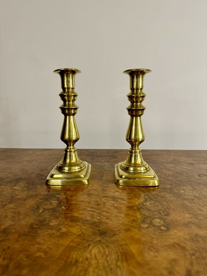 Antique Small pair of quality antique Victorian brass candlesticks