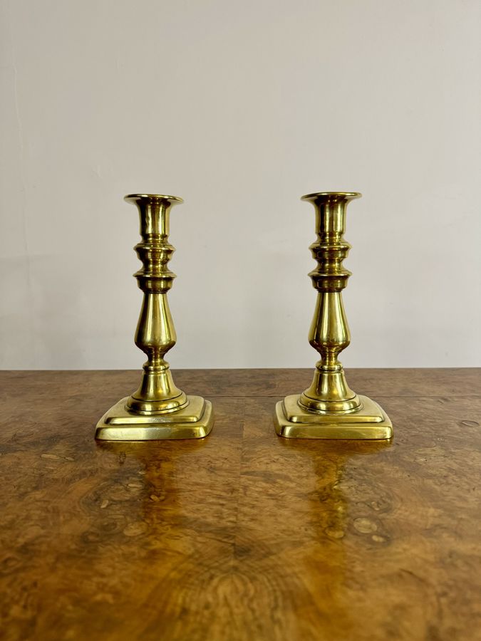 Antique Small pair of quality antique Victorian brass candlesticks