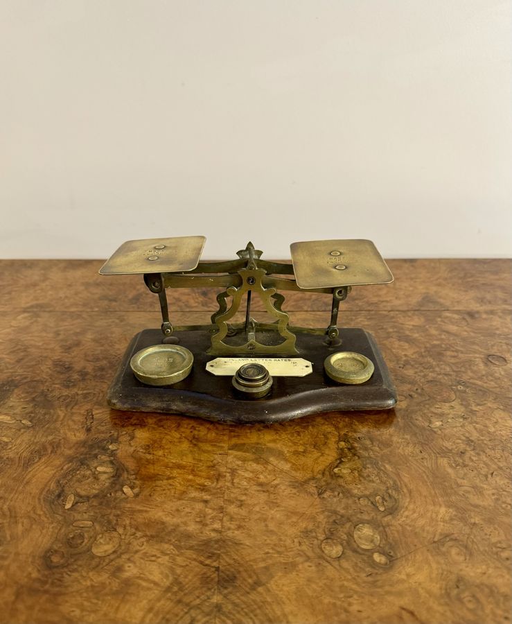 Antique Lovely antique Edwardian postal scales & weights