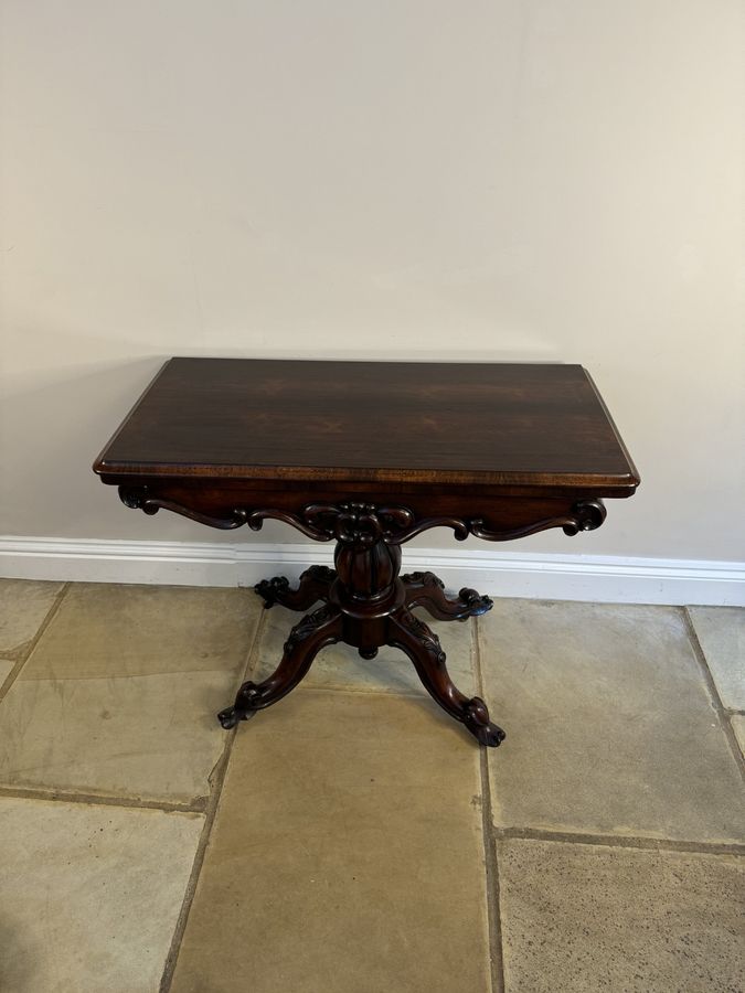 Antique Antique Victorian quality carved rosewood card table 