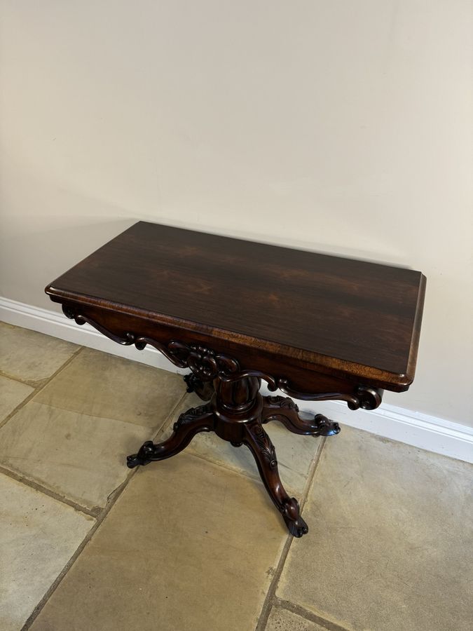 Antique Antique Victorian quality carved rosewood card table 