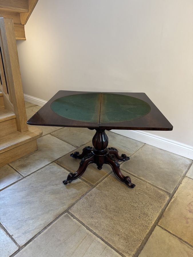 Antique Antique Victorian quality carved rosewood card table 