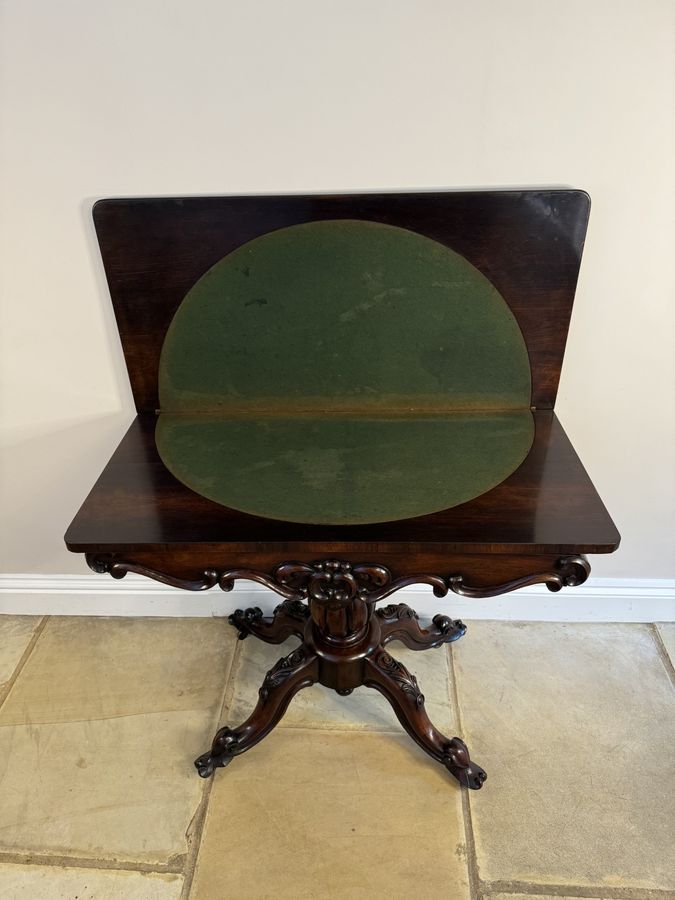 Antique Antique Victorian quality carved rosewood card table 