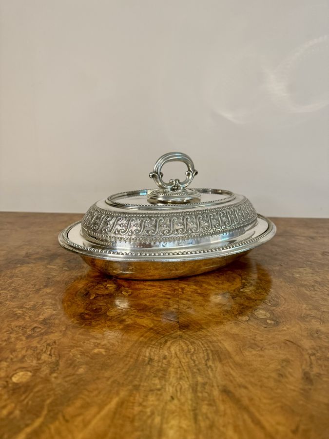 Antique Stunning antique Edwardian quality silver plated entree dish 