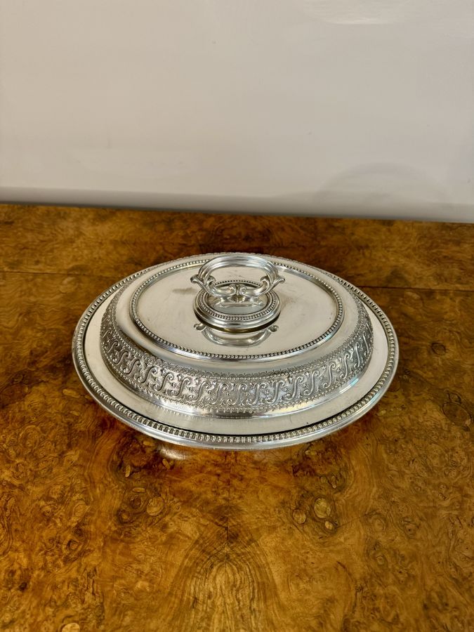 Antique Stunning antique Edwardian quality silver plated entree dish 