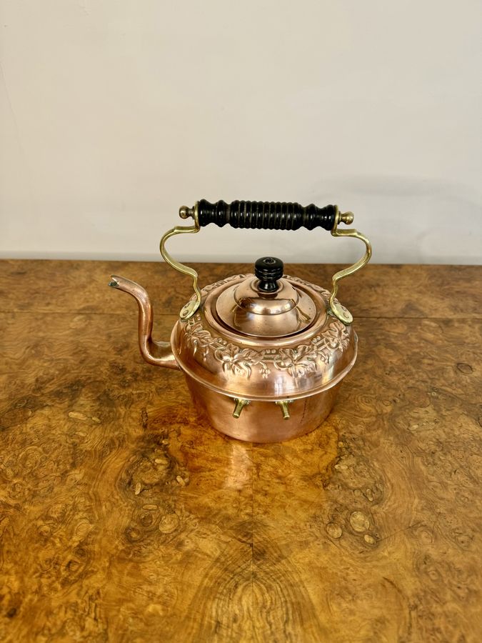 Antique Wonderful antique Victorian quality copper and brass spirit kettle and stand