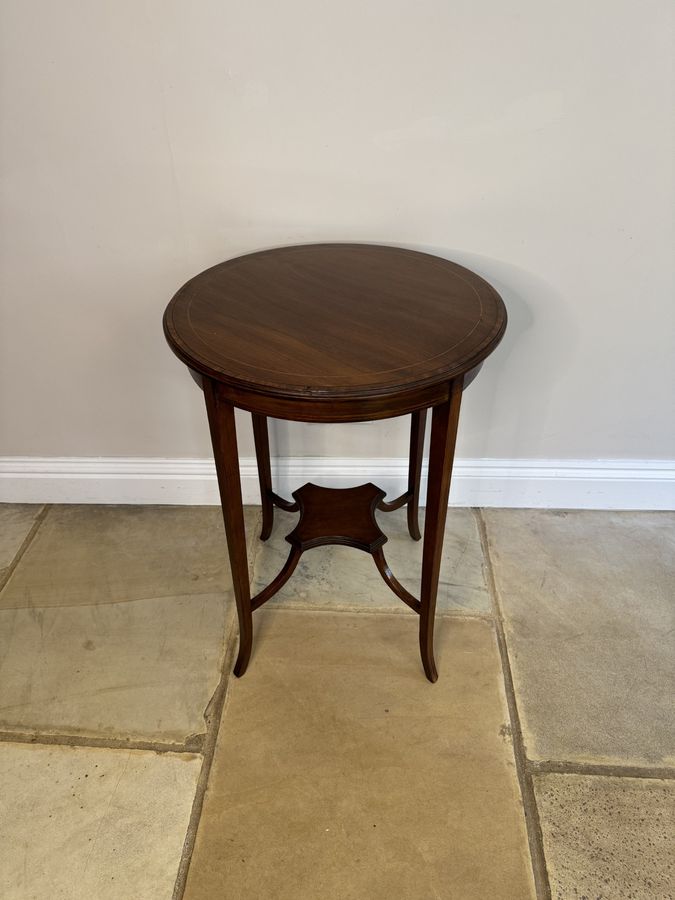 Antique Edwardian quality mahogany inlaid lamp table